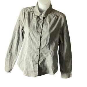 Covington Women's Striped Button Down Shirt Size S Long Sleeve‎ Gray